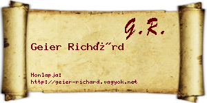 Geier Richárd névjegykártya